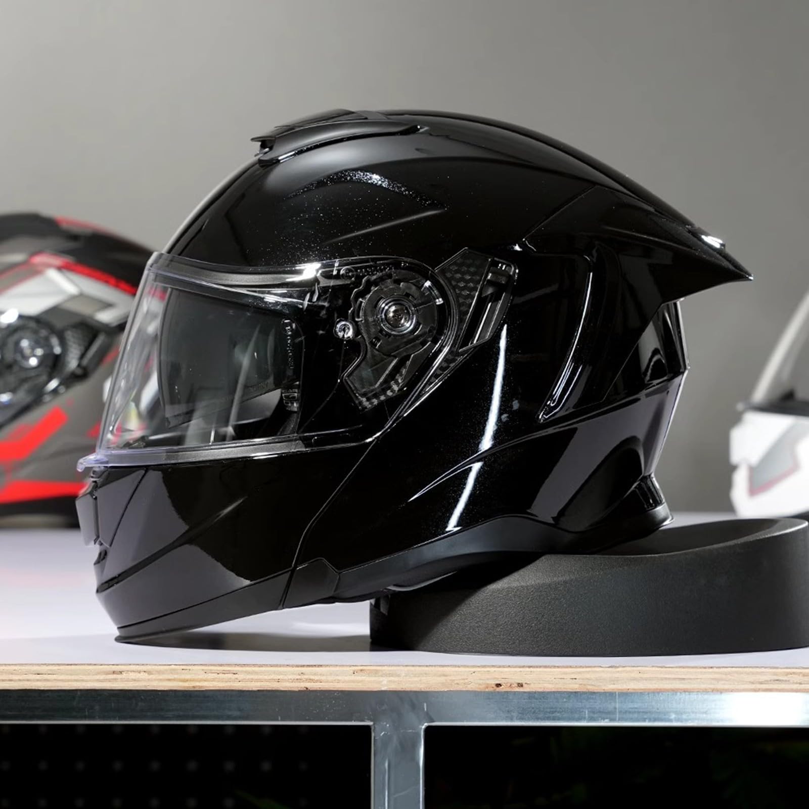 QJWMatic Modulare Motorradhelme Klapphelm für Erwachsene, Integralhelme ECE-geprüft mit Doppelvisier für Männer und Frauen Leichter Helm E,3XL63-64CM von QJWMatic