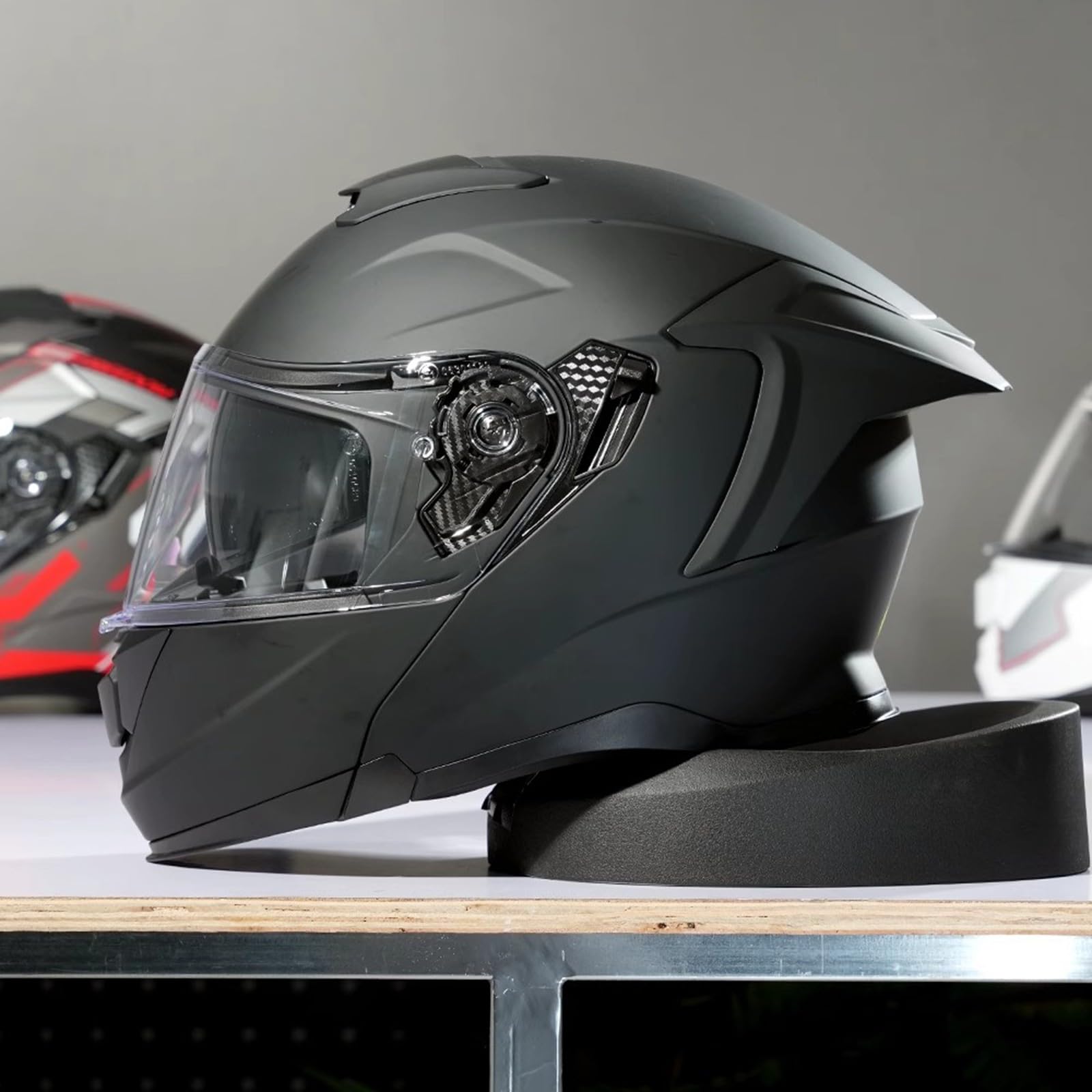 QJWMatic Modulare Motorradhelme Klapphelm für Erwachsene, Integralhelme ECE-geprüft mit Doppelvisier für Männer und Frauen Leichter Helm G,3XL63-64CM von QJWMatic