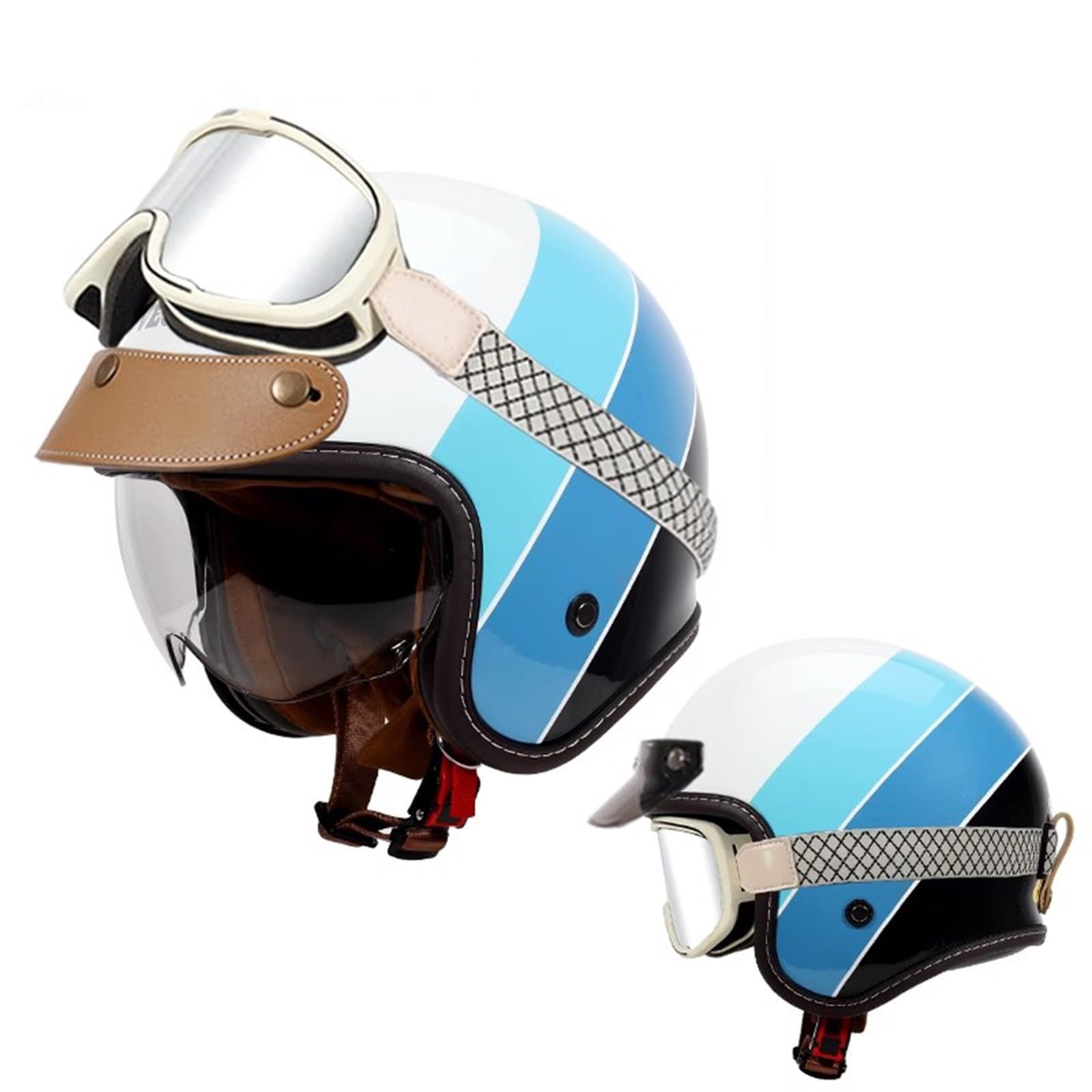 QJWMatic Motorrad Halbhelm Halbschalenhelm ECE-Zulassung Jethelm Retro-Halbhelm Mitvisier Motorrad-Moped-Helme Für Erwachsene Männer Und Frauen B,3XL63-64CM von QJWMatic