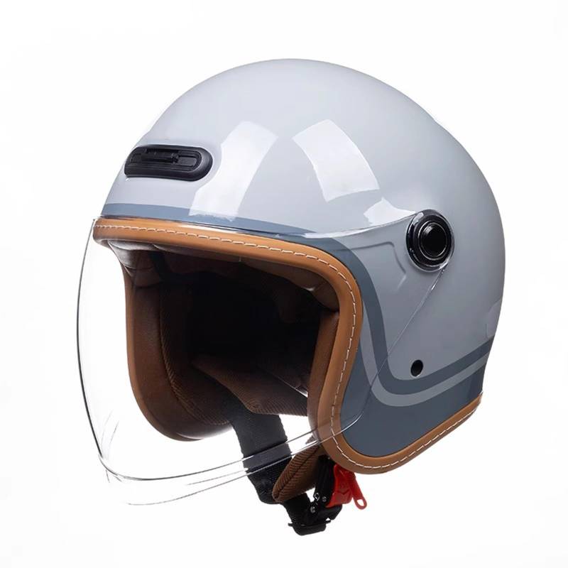 QJWMatic Motorradhelm, Jethelm mit Sonnenblende, Halbhelm für Erwachsene, für Männer und Frauen, ECE-geprüfter Retro-Jet-Moped-Helm A,L57-58CM von QJWMatic