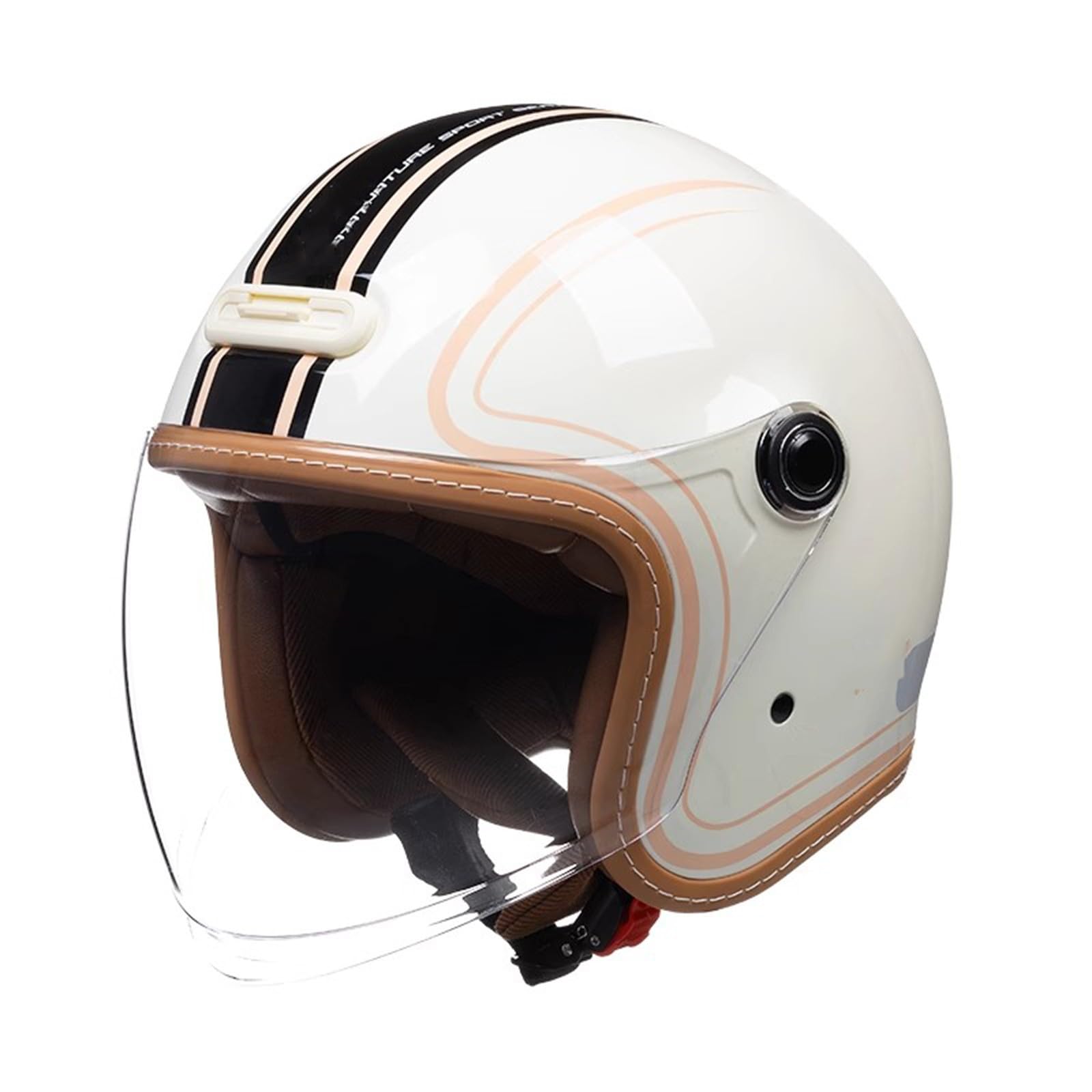 QJWMatic Motorradhelm, Jethelm mit Sonnenblende, Halbhelm für Erwachsene, für Männer und Frauen, ECE-geprüfter Retro-Jet-Moped-Helm B,3XL63-64CM von QJWMatic