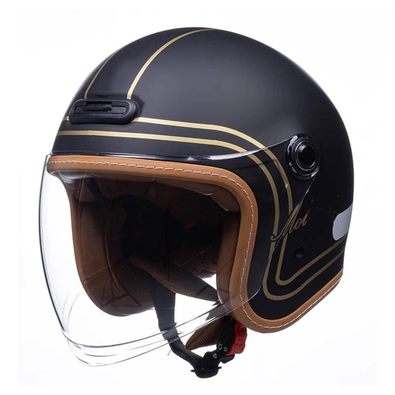 QJWMatic Motorradhelm, Jethelm mit Sonnenblende, Halbhelm für Erwachsene, für Männer und Frauen, ECE-geprüfter Retro-Jet-Moped-Helm D,3XL63-64CM von QJWMatic