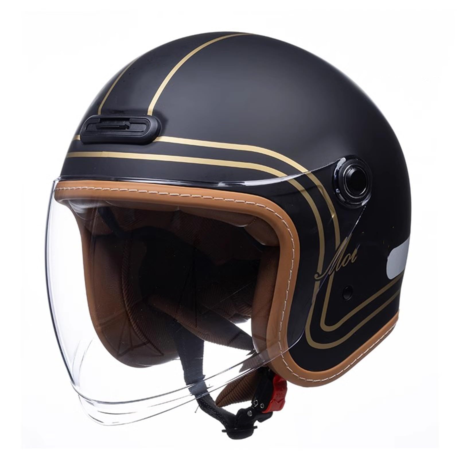 QJWMatic Motorradhelm, Jethelm mit Sonnenblende, Halbhelm für Erwachsene, für Männer und Frauen, ECE-geprüfter Retro-Jet-Moped-Helm D,XL59-60CM von QJWMatic