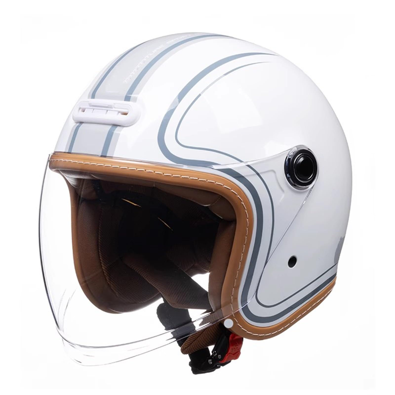 QJWMatic Motorradhelm, Jethelm mit Sonnenblende, Halbhelm für Erwachsene, für Männer und Frauen, ECE-geprüfter Retro-Jet-Moped-Helm E,L57-58CM von QJWMatic