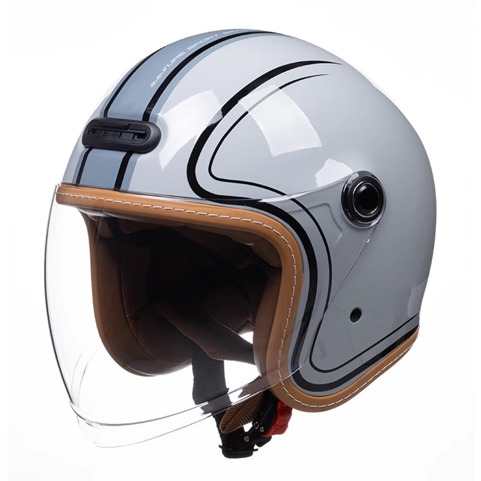 QJWMatic Motorradhelm, Jethelm mit Sonnenblende, Halbhelm für Erwachsene, für Männer und Frauen, ECE-geprüfter Retro-Jet-Moped-Helm F,3XL63-64CM von QJWMatic