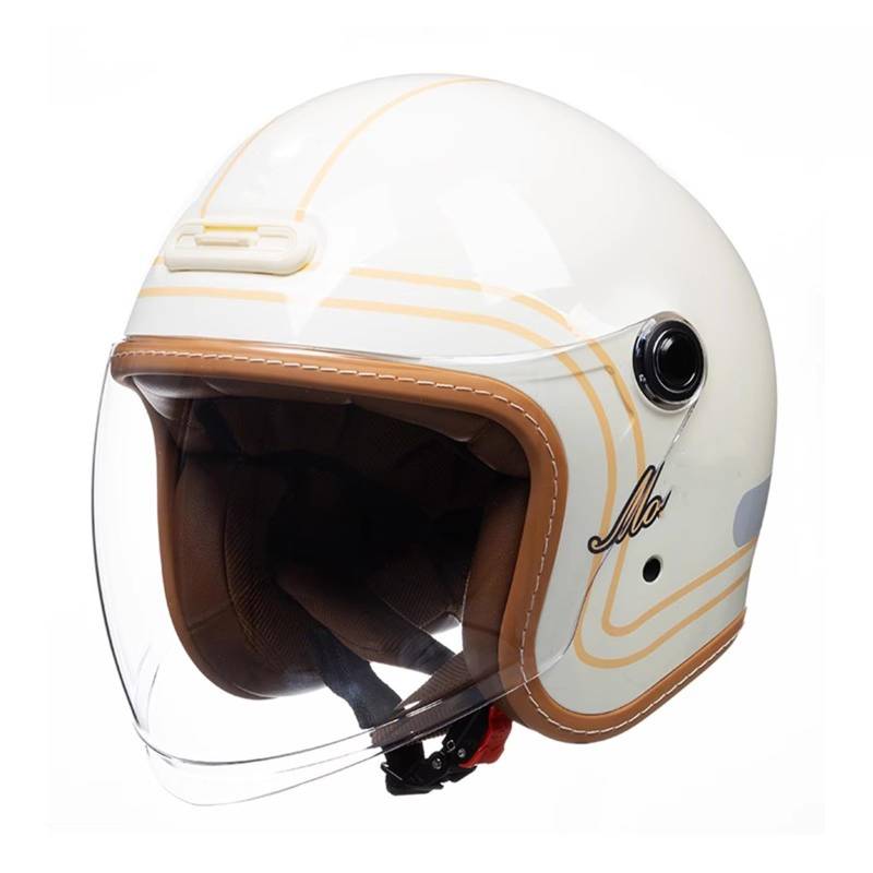 QJWMatic Motorradhelm, Jethelm mit Sonnenblende, Halbhelm für Erwachsene, für Männer und Frauen, ECE-geprüfter Retro-Jet-Moped-Helm H,L57-58CM von QJWMatic