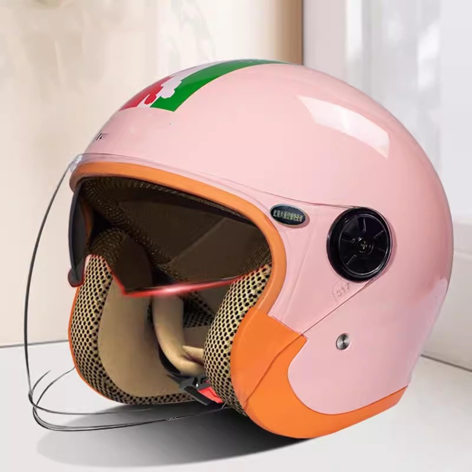 QJWMatic Motorradhelm für Herren und Damen, Halbhelme mit doppelter Sonnenblende für Straßenmopeds und Roller, leichte Helme, ECE-zertifizierter Jethelm E,55-60CM von QJWMatic