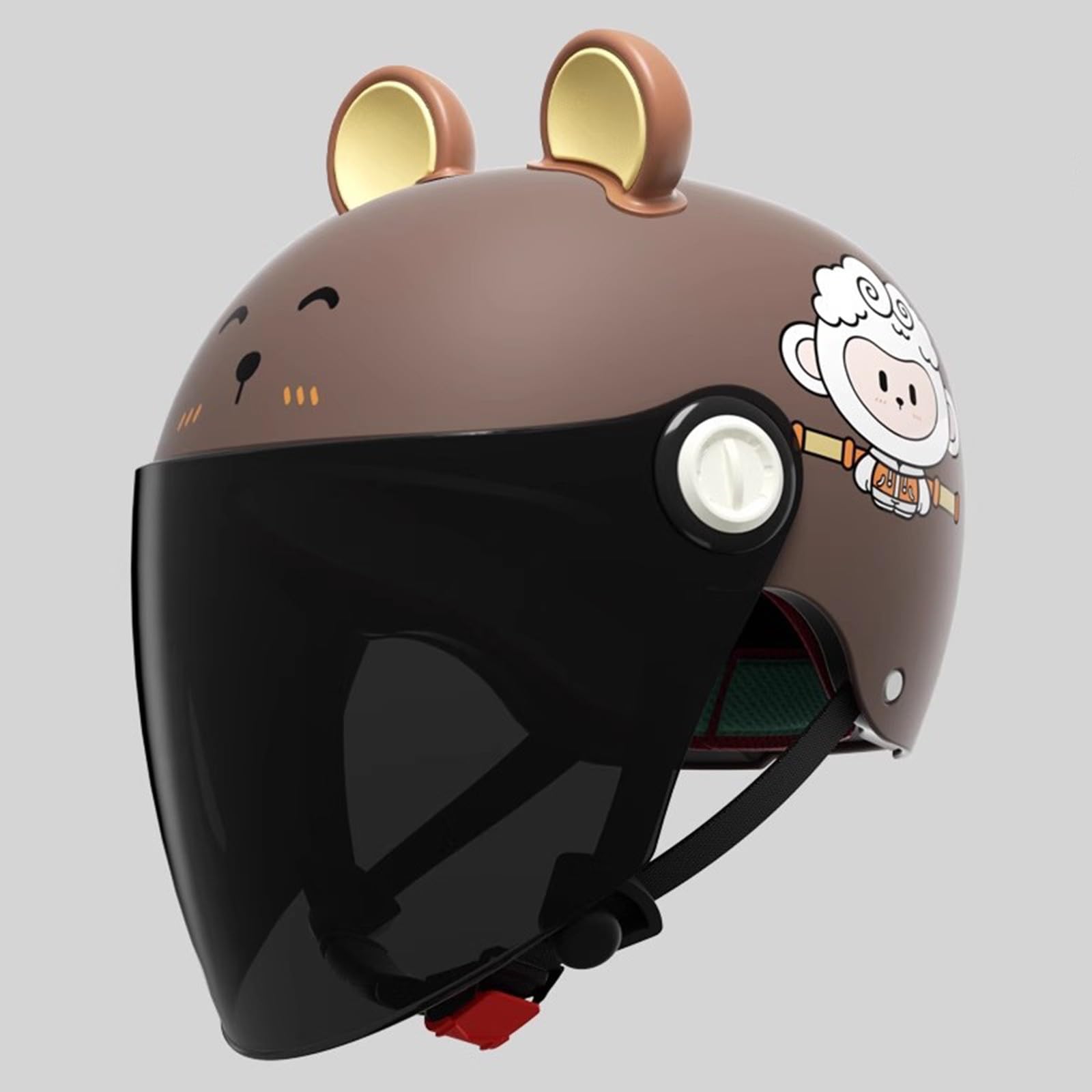 QJWMatic Motorradhelme für Kinder, Jugendliche, offener Helm, Halbhelm, für Jungen und Mädchen, Elektromoped ATV-Helm mit Sonnenblende ECE-geprüft B,48-55CM von QJWMatic