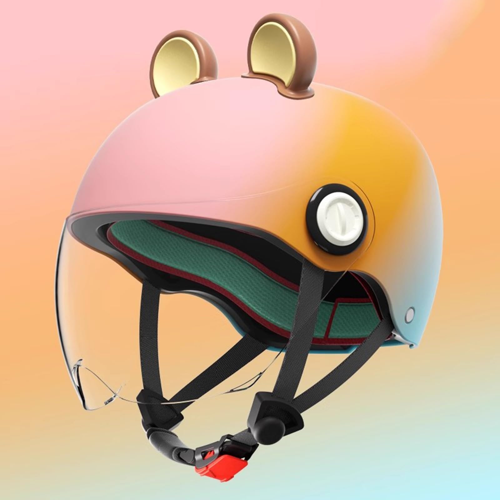 QJWMatic Niedlicher Motorradhelm Für Kinder Mit Offenem Gesicht Und Katzenohren Retro 3/4 Modischer Halbhelm Für Kinder Moped Straßenhelm Für Mädchen Und Jungen ECE-Geprüft B,48-56CM von QJWMatic