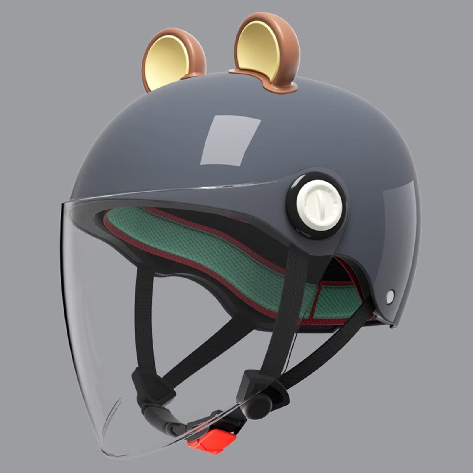 QJWMatic Niedlicher Motorradhelm Für Kinder Mit Offenem Gesicht Und Katzenohren Retro 3/4 Modischer Halbhelm Für Kinder Moped Straßenhelm Für Mädchen Und Jungen ECE-Geprüft F,48-56CM von QJWMatic