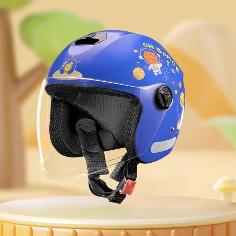 QJWMatic Offener Motorrad-Halbhelm für Kinder, Retro-Jethelm mit Sonnenblende, für Kinder und Jugendliche, Roller-/Mopedhelm, ECE-Zertifiziert A,50-54CM von QJWMatic