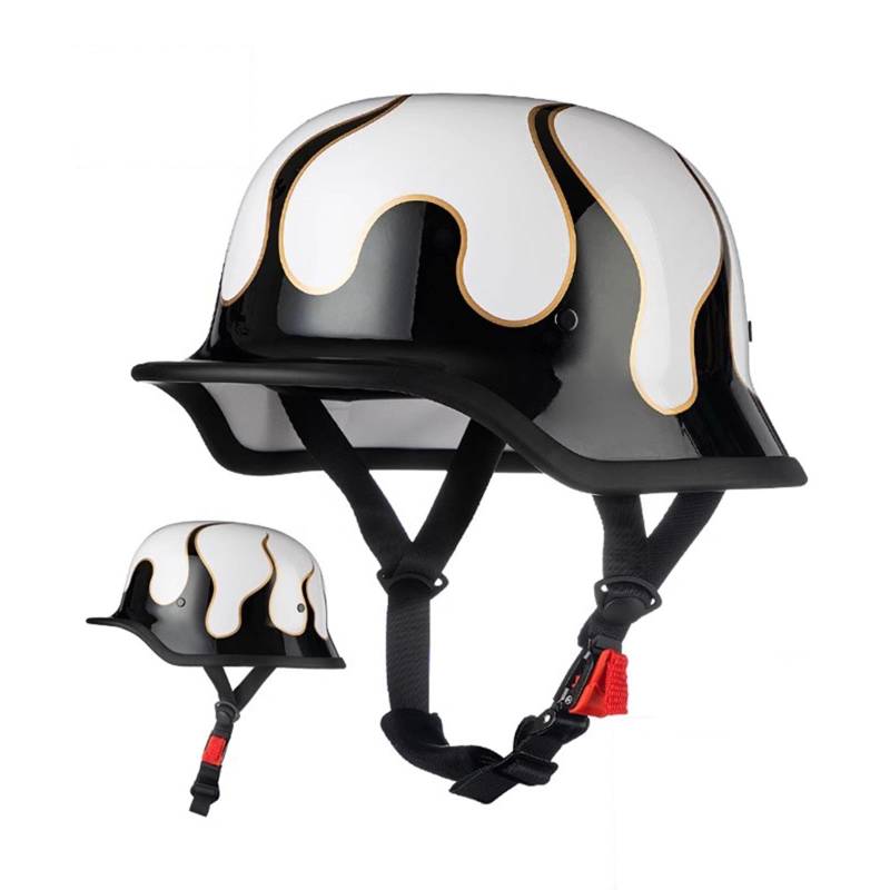 QJWMatic Offener Motorradhelm, Retro-3/4-Helme mit Schutzbrille + Gesichtstuch, ECE-geprüfter Mopedhelm für Männer und Frauen, Roller, leichtes Design F,XL61-62CM von QJWMatic