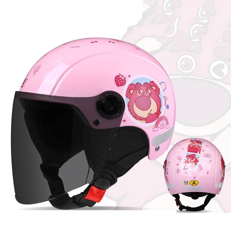 QJWMatic Offener Motorradhelm Halbhelm mit Visier Jethelm für Damen und Herren Roller Moped ECE-geprüft B,54-62cm von QJWMatic