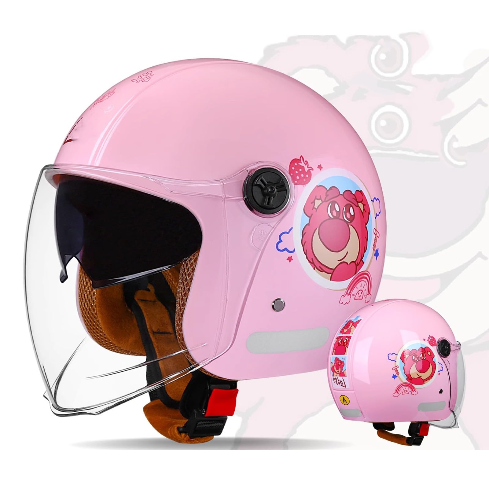 QJWMatic Offener Motorradhelm Halbhelm mit Visier Jethelm für Damen und Herren Roller Moped ECE-geprüft L,54-62cm von QJWMatic