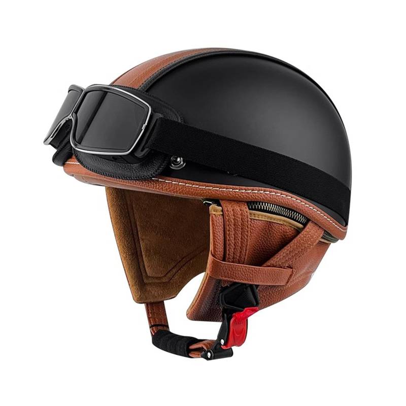 QJWMatic Retro-Halbhelm im Deutschen Stil für Motorräder, Halbschalenhelm, offener Helm für Herren und Damen, für Roller, Cruiser, ECE-geprüft I,L58-59CM von QJWMatic