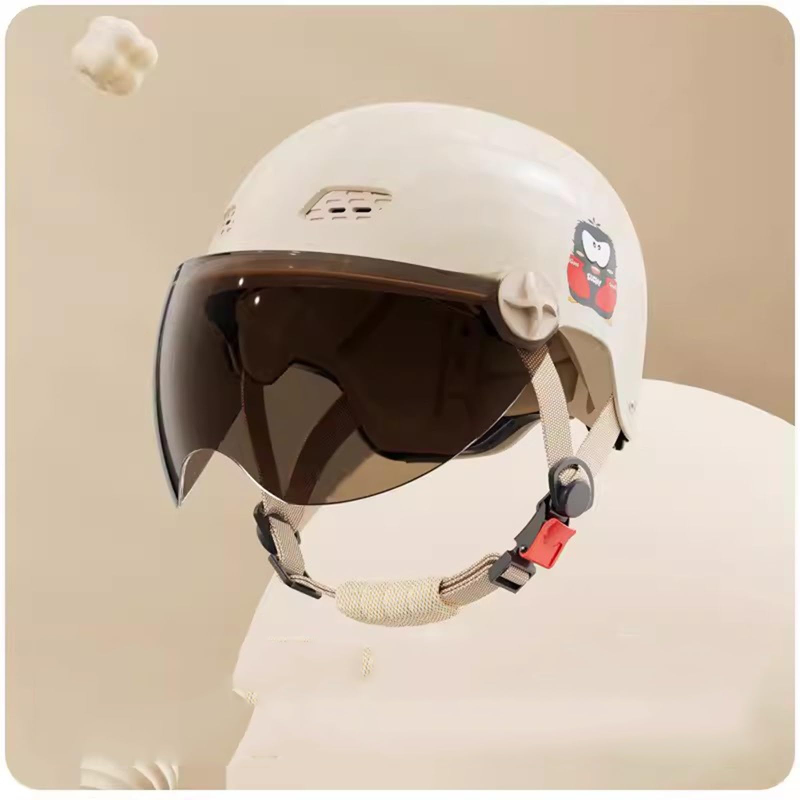 QJWMatic Retro-Motorradhelm für Kinder, offener Helm, süßer Moped-Halbhelm, für Jungen und Mädchen modischer Vintage-Helm für ATV Roller Straße Elektro 3–16 Jahre alt F,52-58CM von QJWMatic