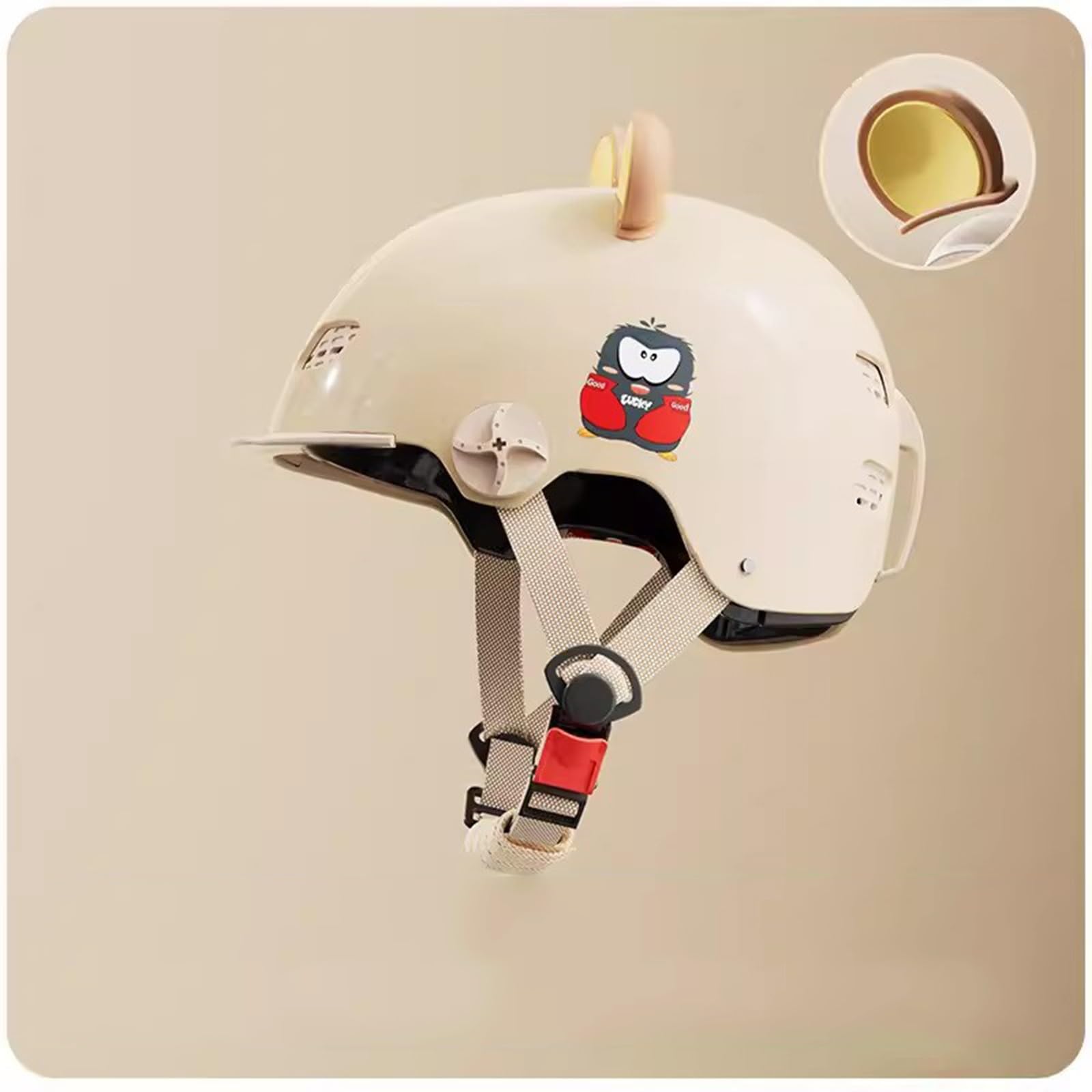 QJWMatic Retro-Motorradhelm für Kinder, offener Helm, süßer Moped-Halbhelm, für Jungen und Mädchen modischer Vintage-Helm für ATV Roller Straße Elektro 3–16 Jahre alt K,52-58CM von QJWMatic