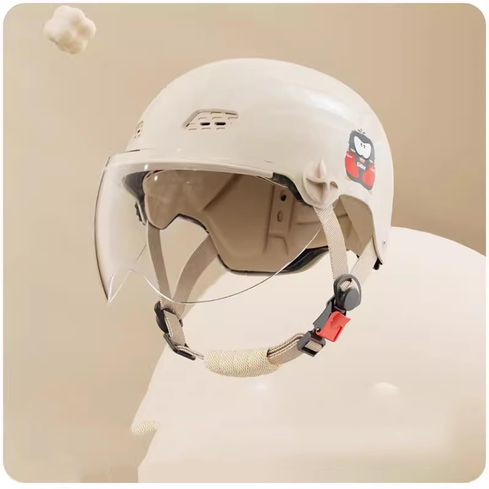 QJWMatic Retro-Motorradhelm für Kinder, offener Helm, süßer Moped-Halbhelm, für Jungen und Mädchen modischer Vintage-Helm für ATV Roller Straße Elektro 3–16 Jahre alt L,52-58CM von QJWMatic