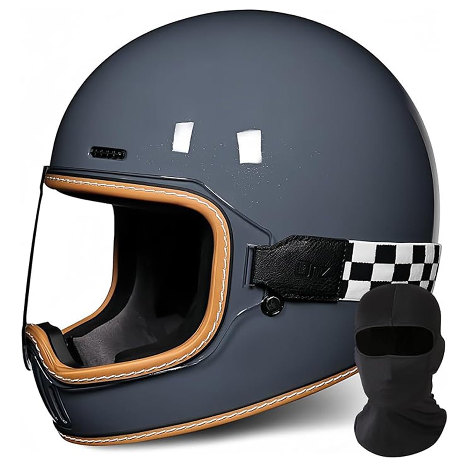 QJWMatic Vintage-Integral-Motorradhelm, ECE-Geprüft, Moto-Scooter, Retro-Klassiker Touring-Motorradhelm Integralhelme Für Roller Männer Und Frauen B,XL59-60CM von QJWMatic