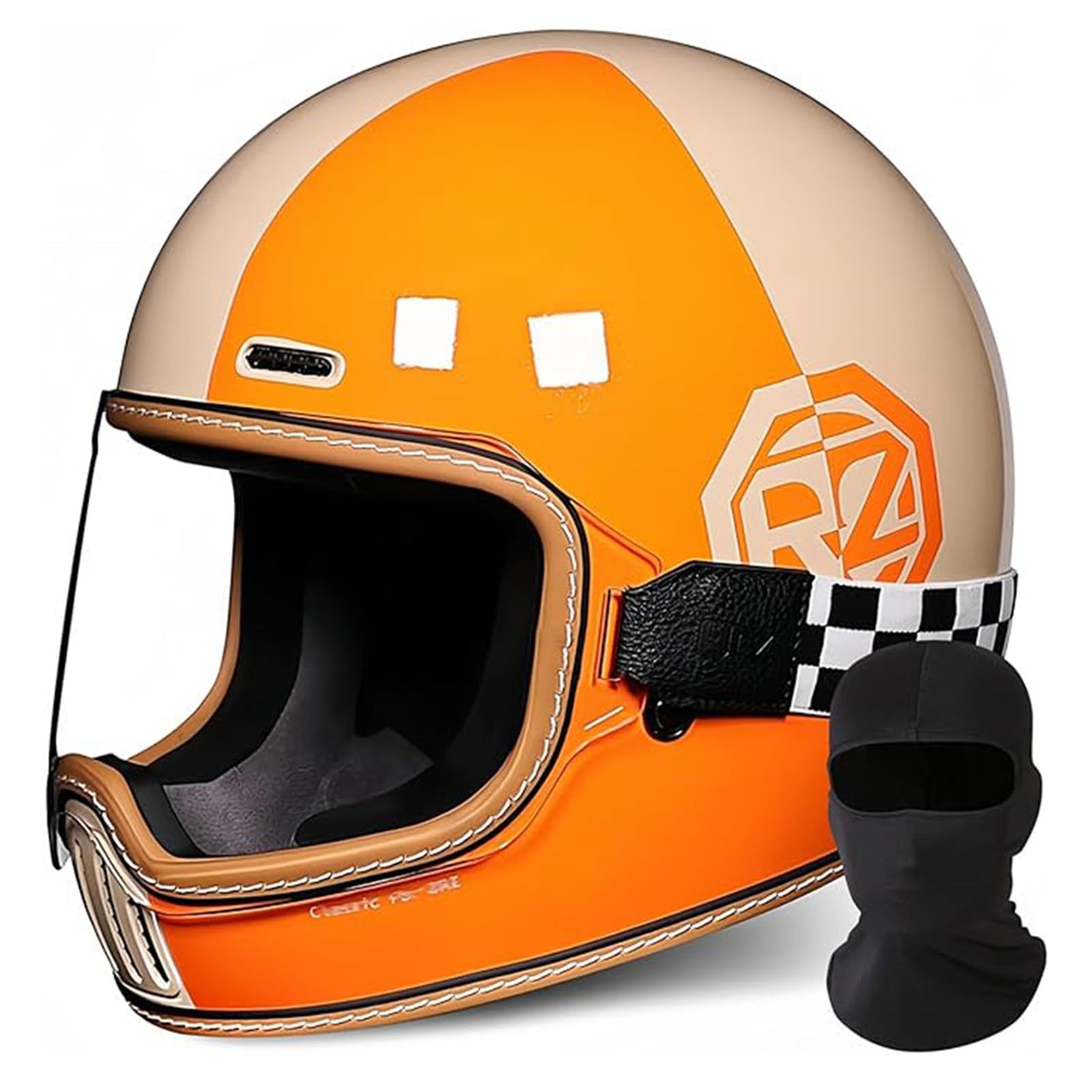 QJWMatic Vintage-Integral-Motorradhelm, ECE-Geprüft, Moto-Scooter, Retro-Klassiker Touring-Motorradhelm Integralhelme Für Roller Männer Und Frauen C,L56-58CM von QJWMatic