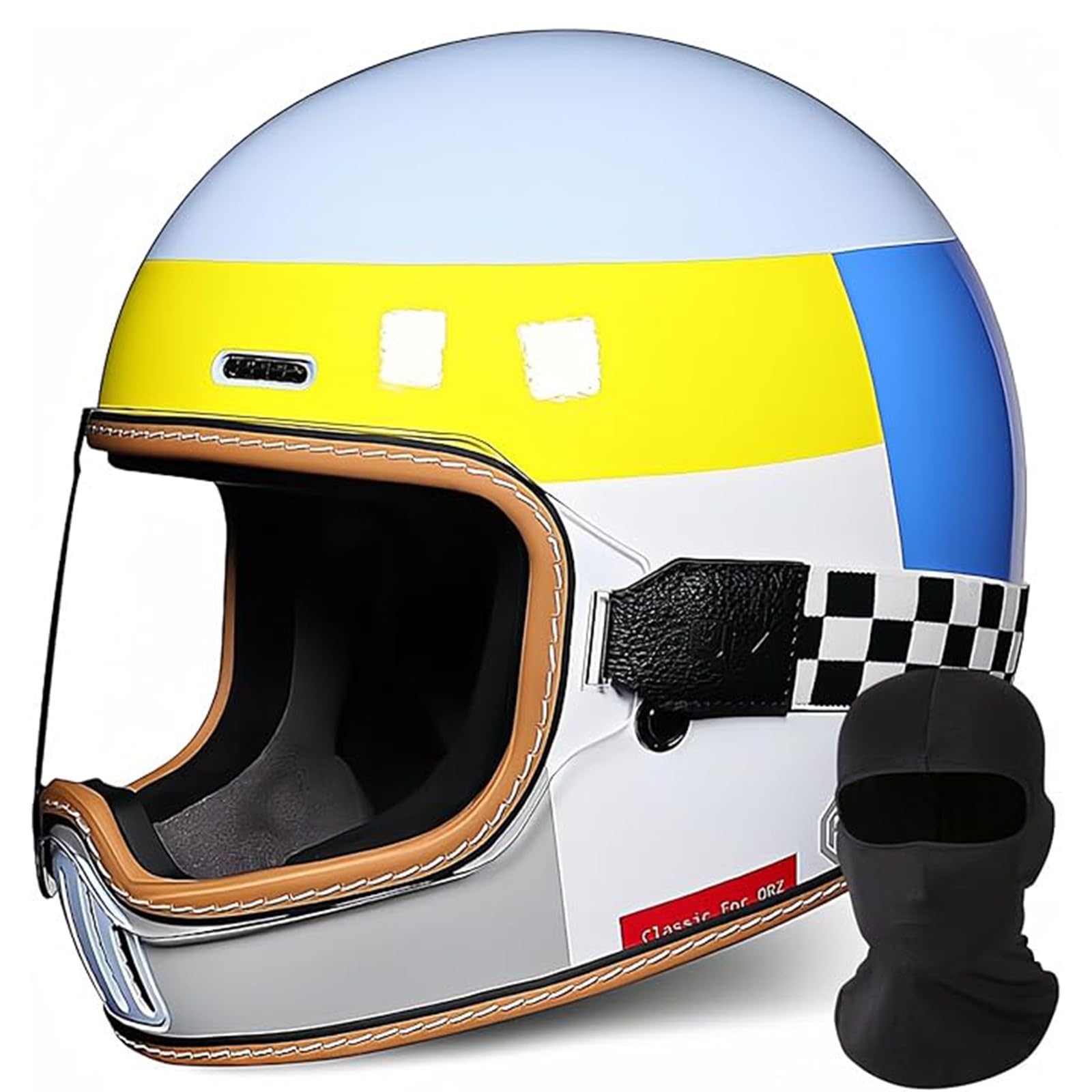 QJWMatic Vintage-Integral-Motorradhelm, ECE-Geprüft, Moto-Scooter, Retro-Klassiker Touring-Motorradhelm Integralhelme Für Roller Männer Und Frauen E,L56-58CM von QJWMatic