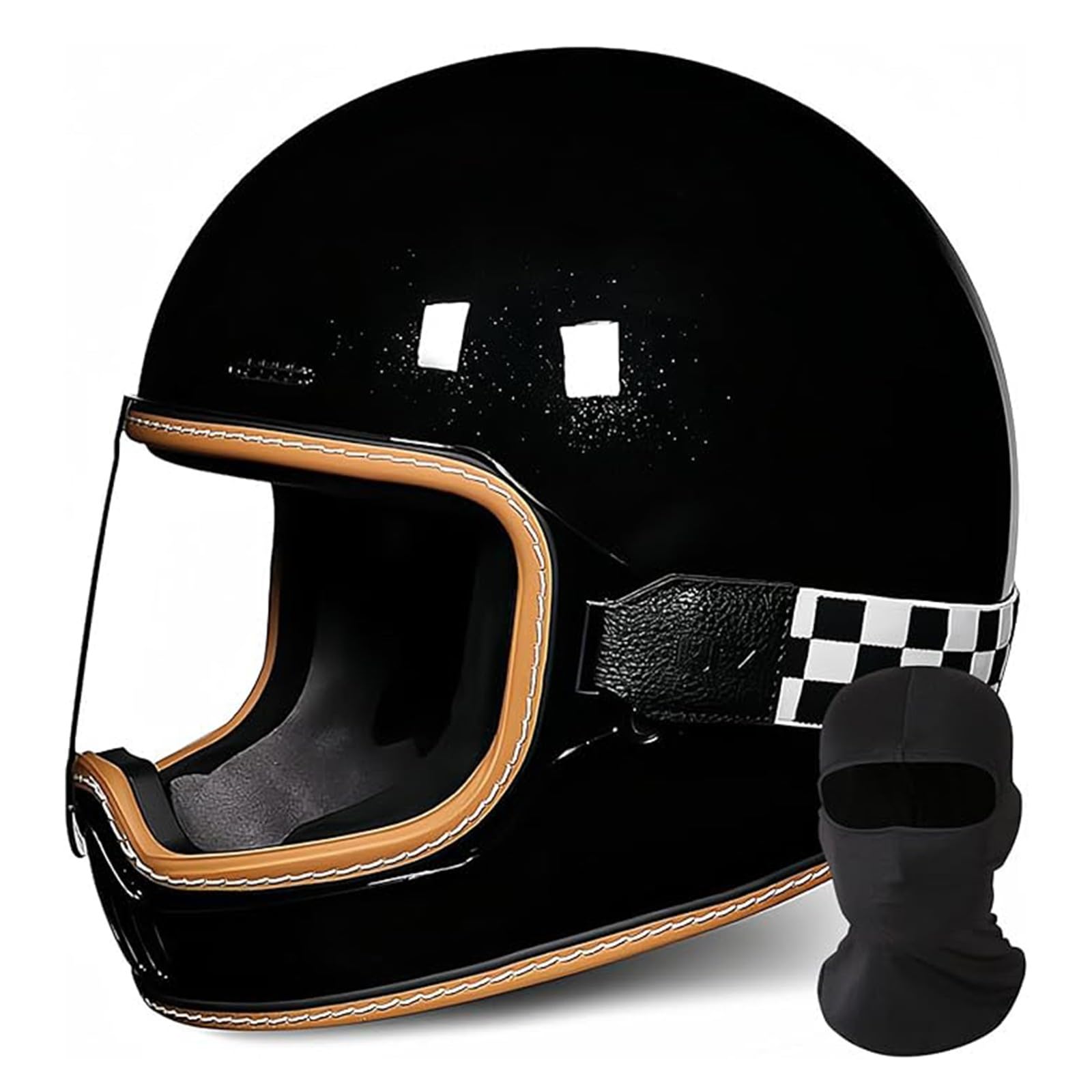 QJWMatic Vintage-Integral-Motorradhelm, ECE-Geprüft, Moto-Scooter, Retro-Klassiker Touring-Motorradhelm Integralhelme Für Roller Männer Und Frauen F,M55-56CM von QJWMatic