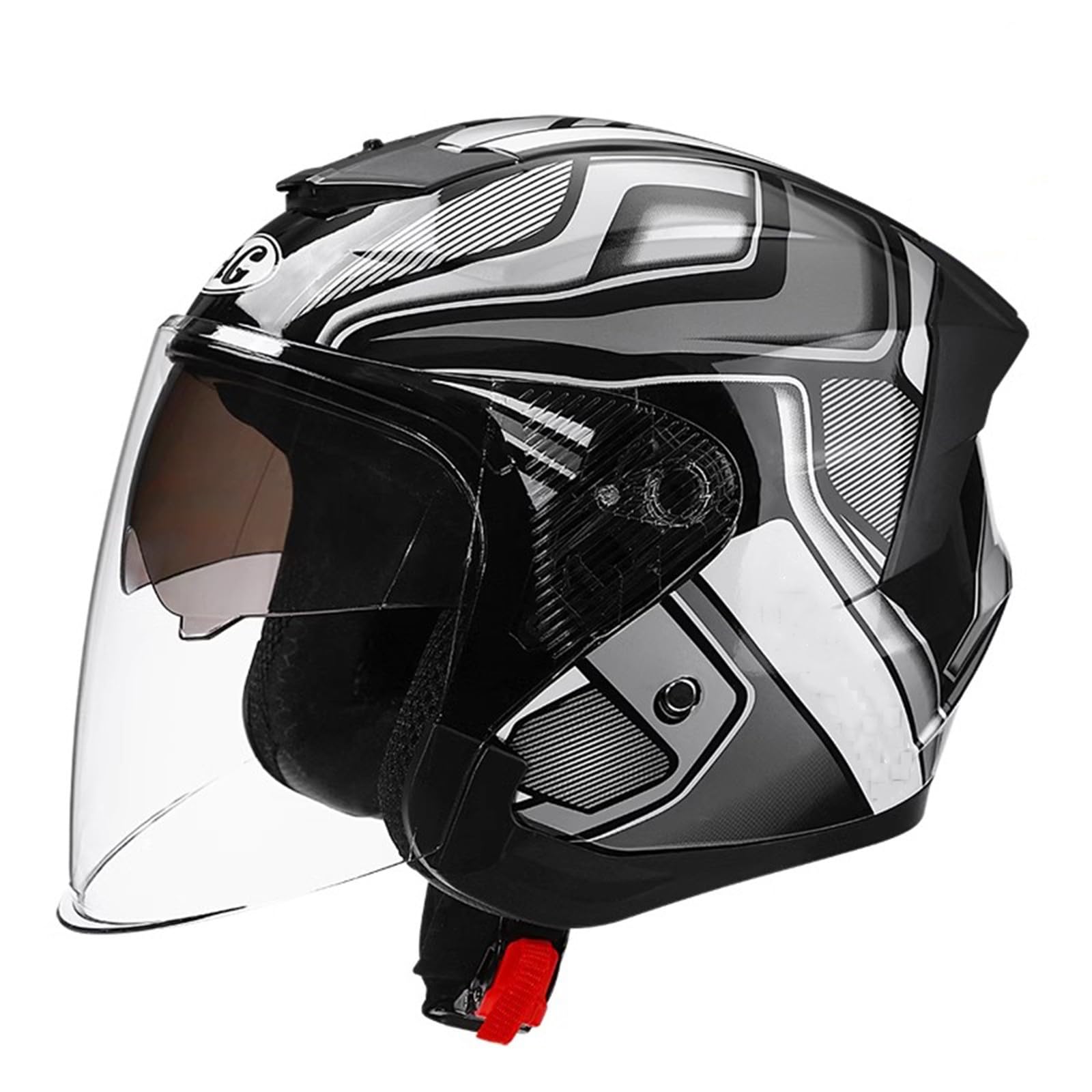 QJWMatic Vintage-Motorrad-Jethelm, ECE-geprüfter Open-Face-Helm, Retro-Halbhelm mit doppelter Sonnenblende für Erwachsene, Männer und Frauen D,56-62CM von QJWMatic