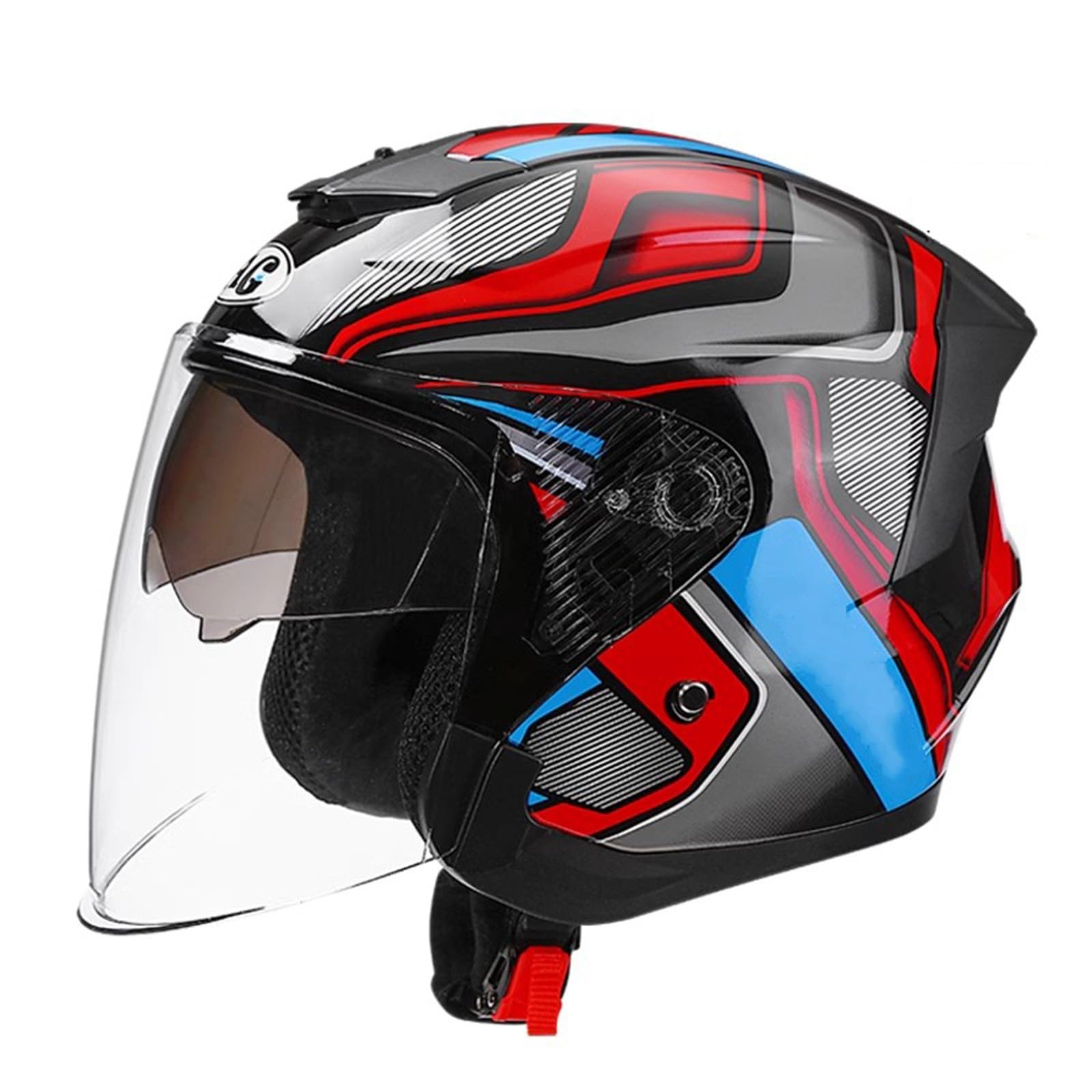 QJWMatic Vintage-Motorrad-Jethelm, ECE-geprüfter Open-Face-Helm, Retro-Halbhelm mit doppelter Sonnenblende für Erwachsene, Männer und Frauen F,56-62CM von QJWMatic