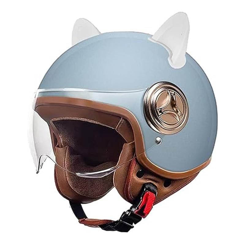 Retro-Halbhelm Mit Offenem Gesicht Für Jungen Und Mädchen Vintage-3/4-Helm Für Kinder Bequem Für Kinder Und Jugendliche ECE-Geprüft G,54-61CM von QJWMatic