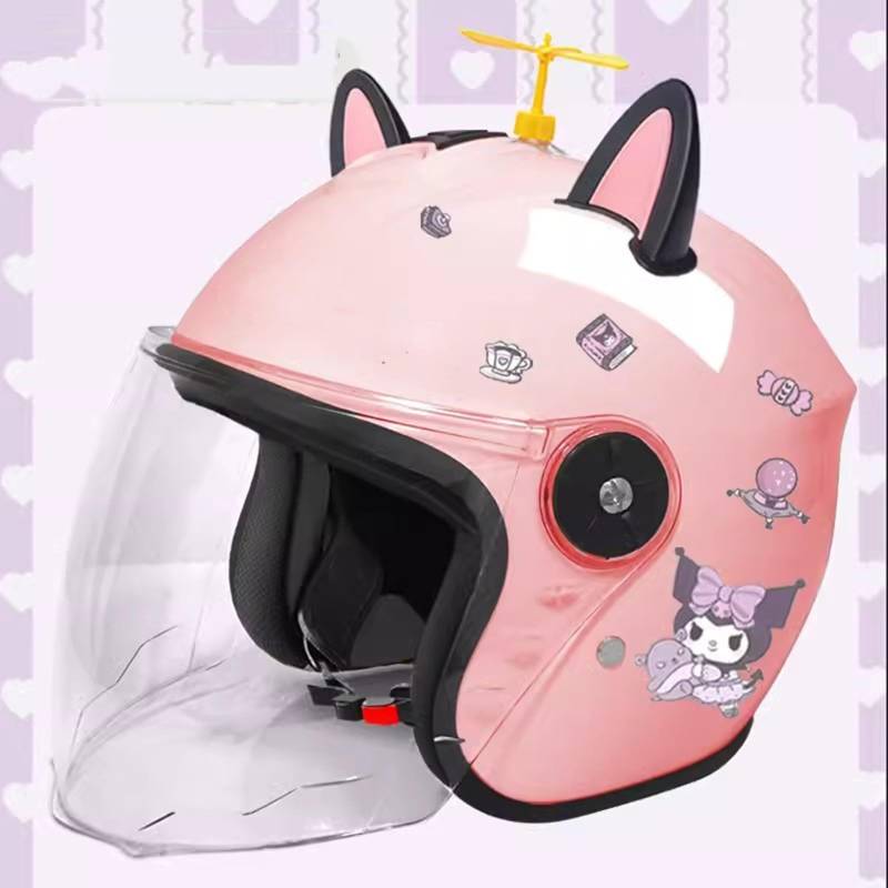 QJWMatic Retro-Motorradhelm Für Kinder 3/4-Halbhelm Mit Offenem Gesicht Und Sonnenblende Moped-Helm Für 3–12 Jahre Alte Jungen Und Mädchen D,48-54CM von QJWMatic