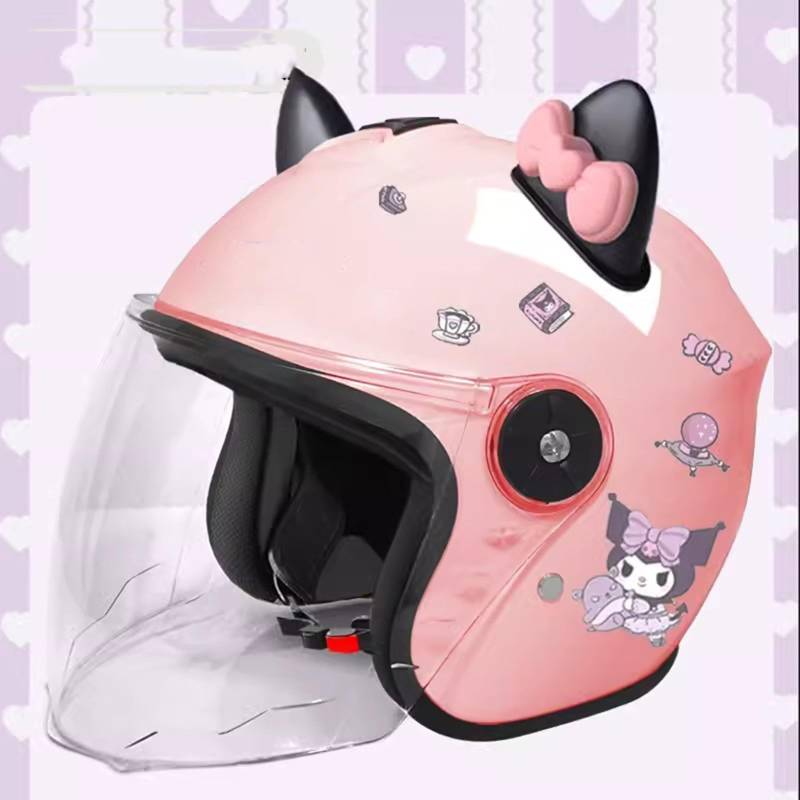 QJWMatic Retro-Motorradhelm Für Kinder 3/4-Halbhelm Mit Offenem Gesicht Und Sonnenblende Moped-Helm Für 3–12 Jahre Alte Jungen Und Mädchen E,48-54CM von QJWMatic