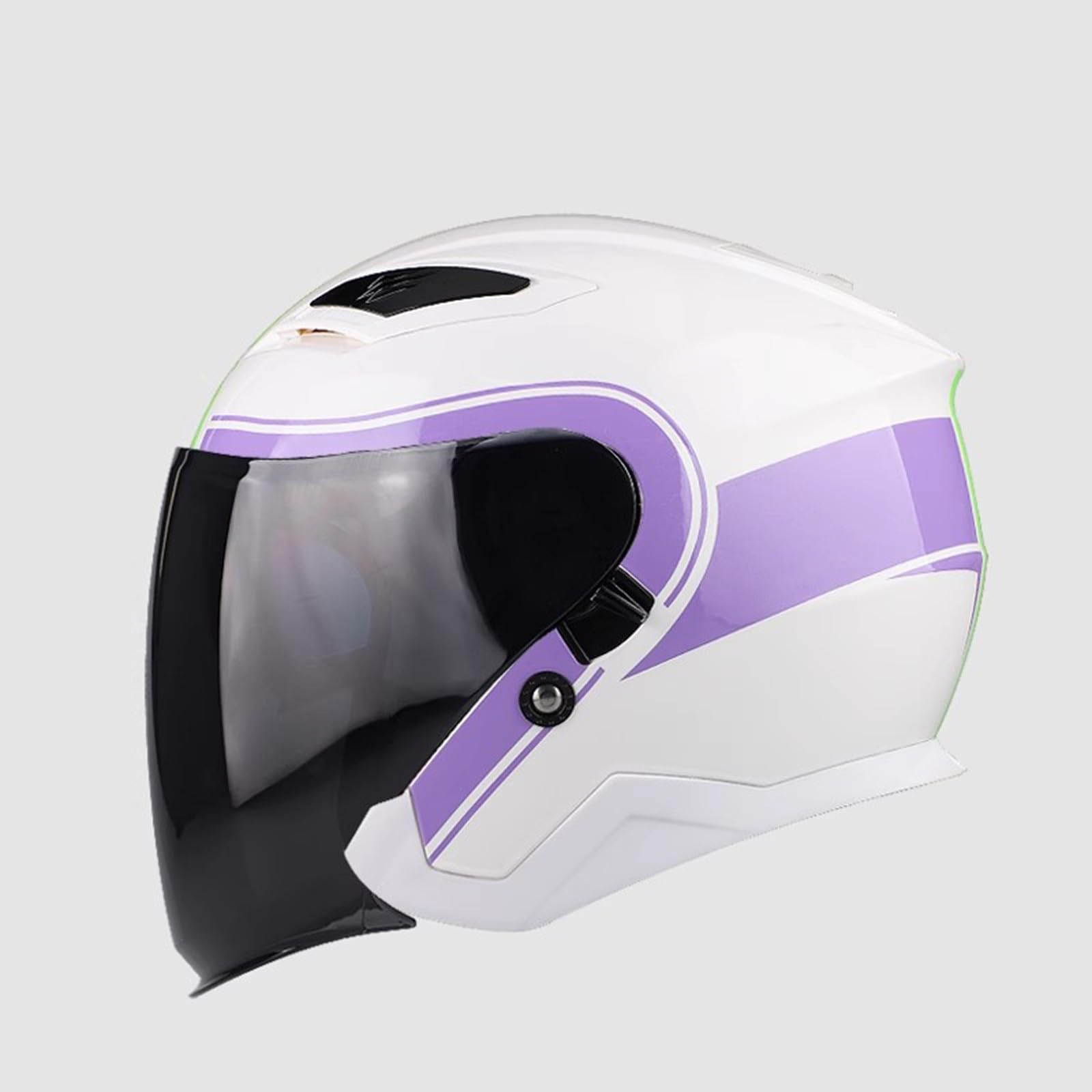 Vintage Motorrad Jethelm Open Face Helm Retro Halbhelm mit Sonnenblende ECE-geprüft für Erwachsene Männer Frauen Moped Cruiser B,L57-60CM von QJWMatic