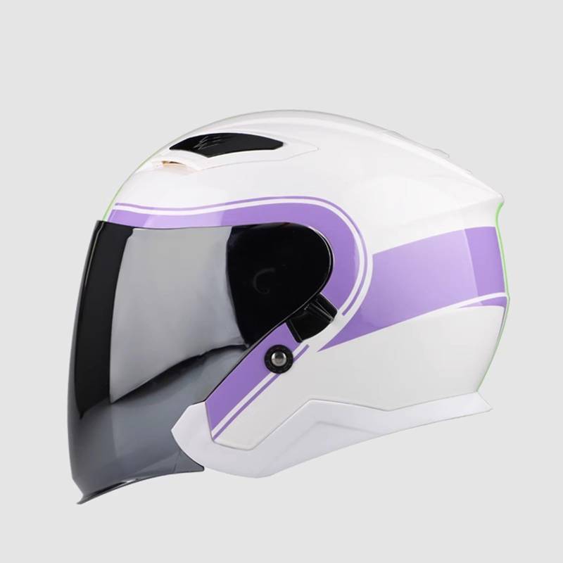 Vintage Motorrad Jethelm Open Face Helm Retro Halbhelm mit Sonnenblende ECE-geprüft für Erwachsene Männer Frauen Moped Cruiser D,L57-60CM von QJWMatic