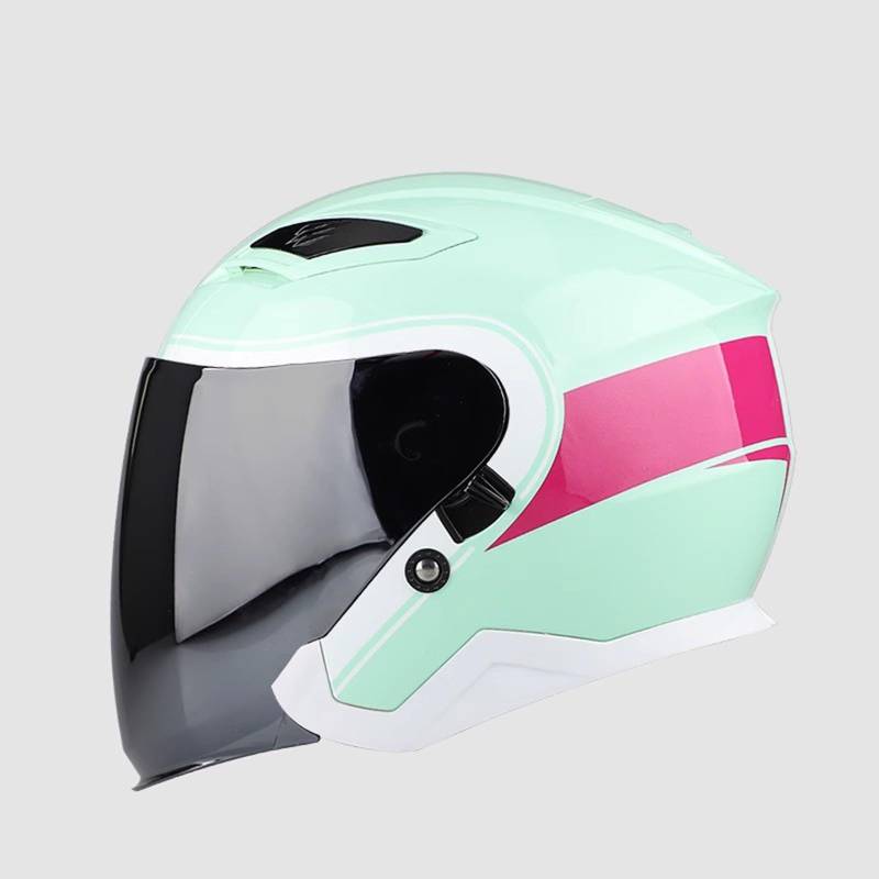 Vintage Motorrad Jethelm Open Face Helm Retro Halbhelm mit Sonnenblende ECE-geprüft für Erwachsene Männer Frauen Moped Cruiser F,L57-60CM von QJWMatic