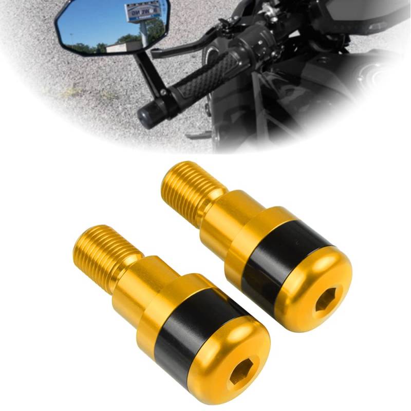 22mm 7/8'' Universal Motorrad Lenkerenden - 2Pcs CNC Aluminium Lenkergewicht Balance Stecker, Anti Vibration, Für MT07 MT09 MT03 MT01 MT10 MT10-SP - Gold von QJY-Motor Part-Store