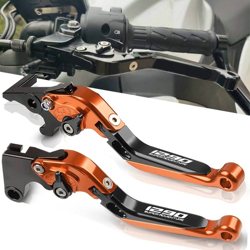 1290 Super Adv Einstellbar Bremskupplungshebel CNC Aluminium Für 1290 Super Adventure 2015-2020 1290 Super Adventure S/R/T 2015-2020 (Orange/Schwarz) von QJY-Motor Part-Store