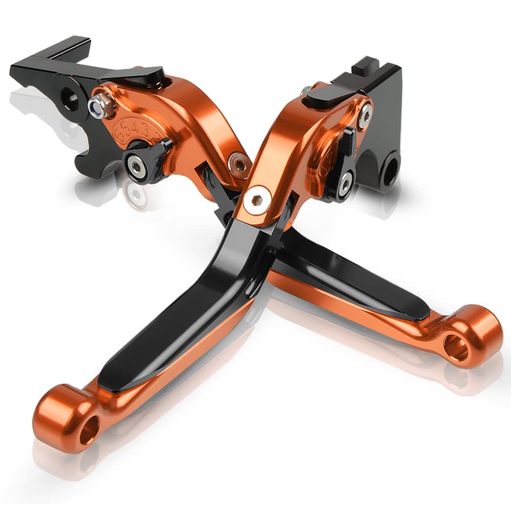 QJY-Motor Part-Store Einstellbar Bremshebel Kupplungshebel Set für 1290 Super Duke/R/GT 2014 2015 2016 2017 (Orange/Schwarz) von QJY-Motor Part-Store