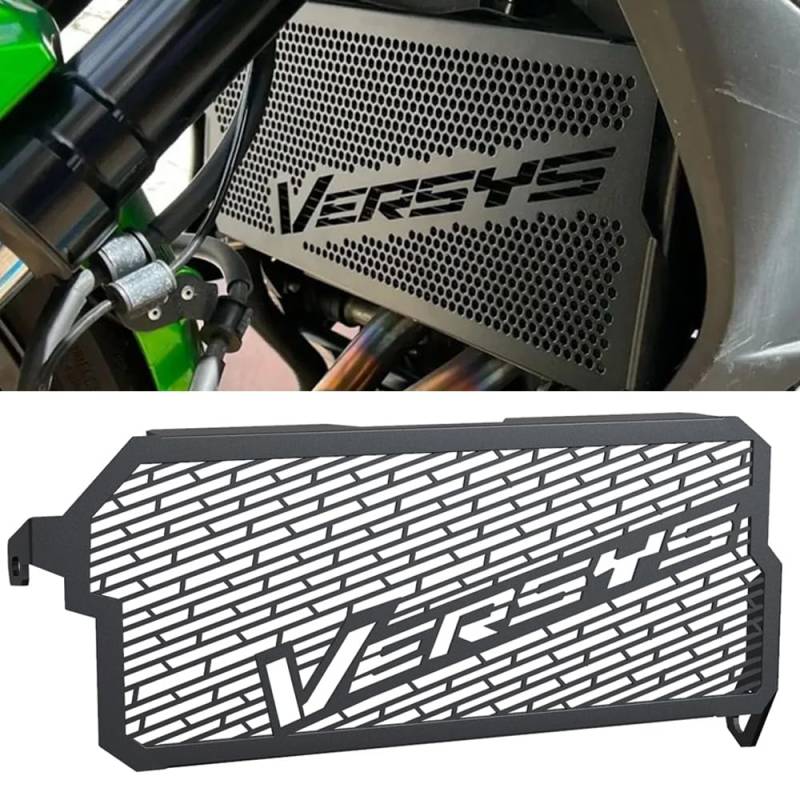 Motorrad KühlerSchutz Kühlergrill für KLE650 V.ersys 650 2015 2016 2017 2018 2019 2020 2021 2022 2023-Schwarz von QJY-Motor Part-Store