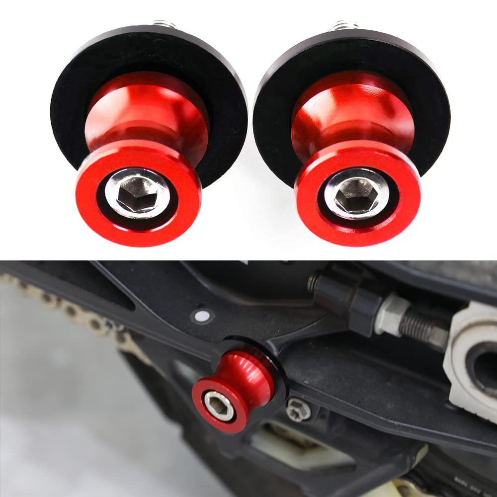 Universal CNC Aluminium Ständeraufnahme - 2Pcs M10*1,25 Bobbins Montageständer für Z750 Ninja 250 ER6N ZX10R ZX6R Versys1000 FZR 1000 400 600R-Rot von QJY-Motor Part-Store