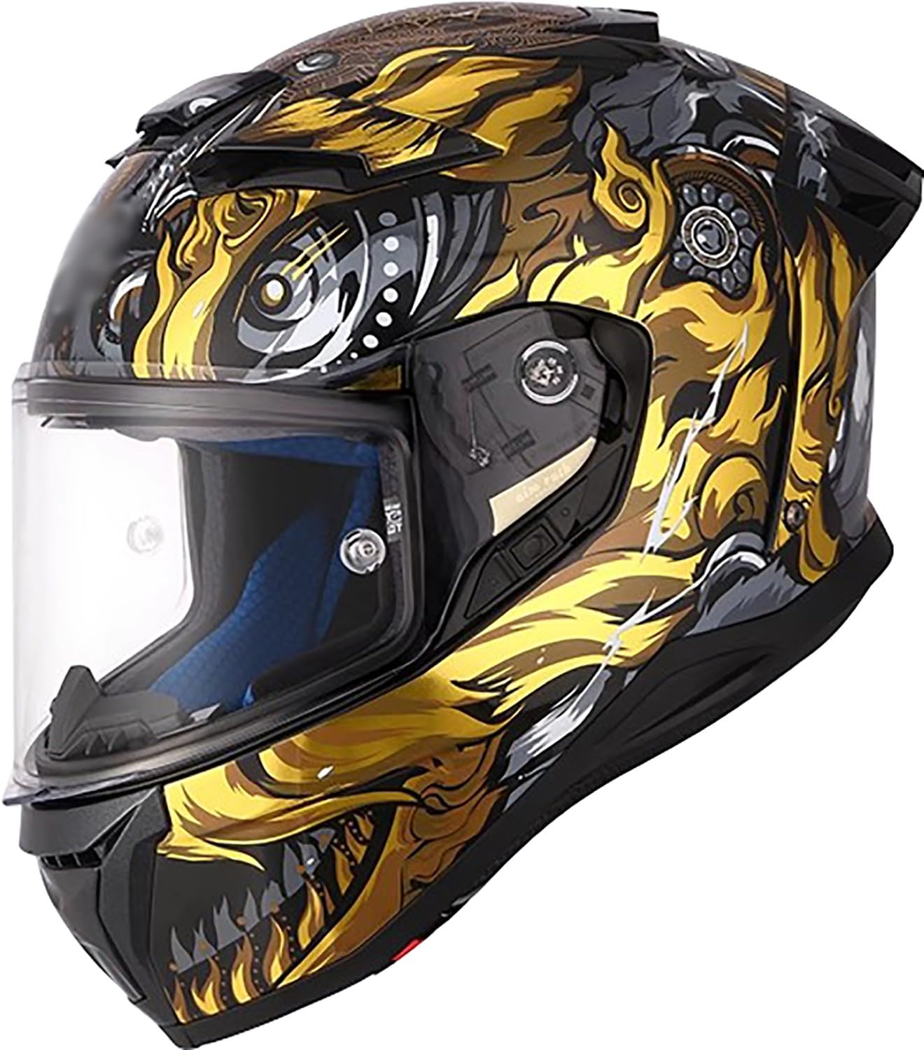 Integralhelm Motorradhelm mit Sonnenblende ECE/DOT Zertifizierung Rollerhelm Damen & Herren Sport Motorrad-Helm Racing Moto-Cross Helm C,XXL=61-63cm von QKBMFK