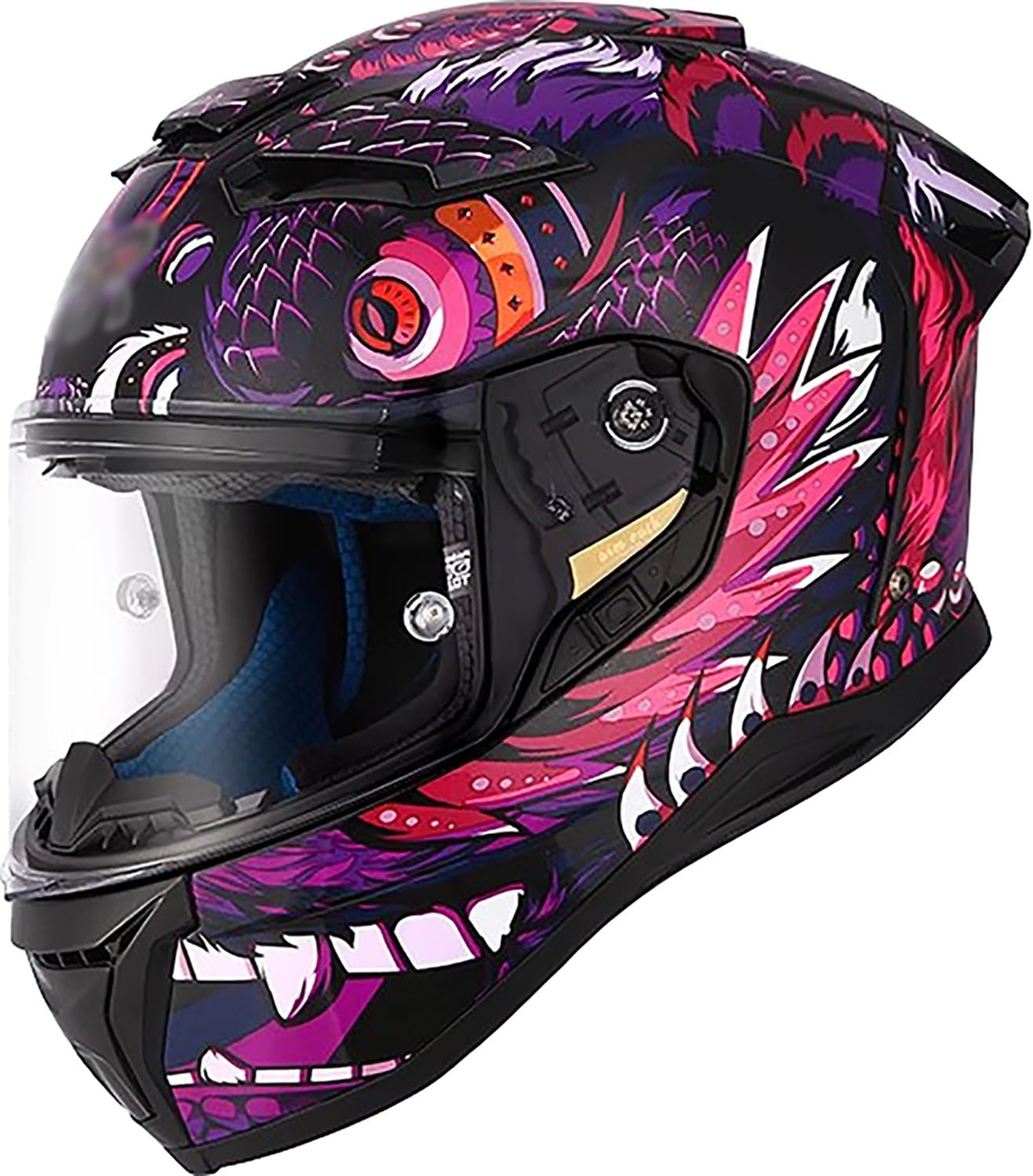 Integralhelm Motorradhelm mit Sonnenblende ECE/DOT Zertifizierung Rollerhelm Damen & Herren Sport Motorrad-Helm Racing Moto-Cross Helm D,M=53-54cm von QKBMFK