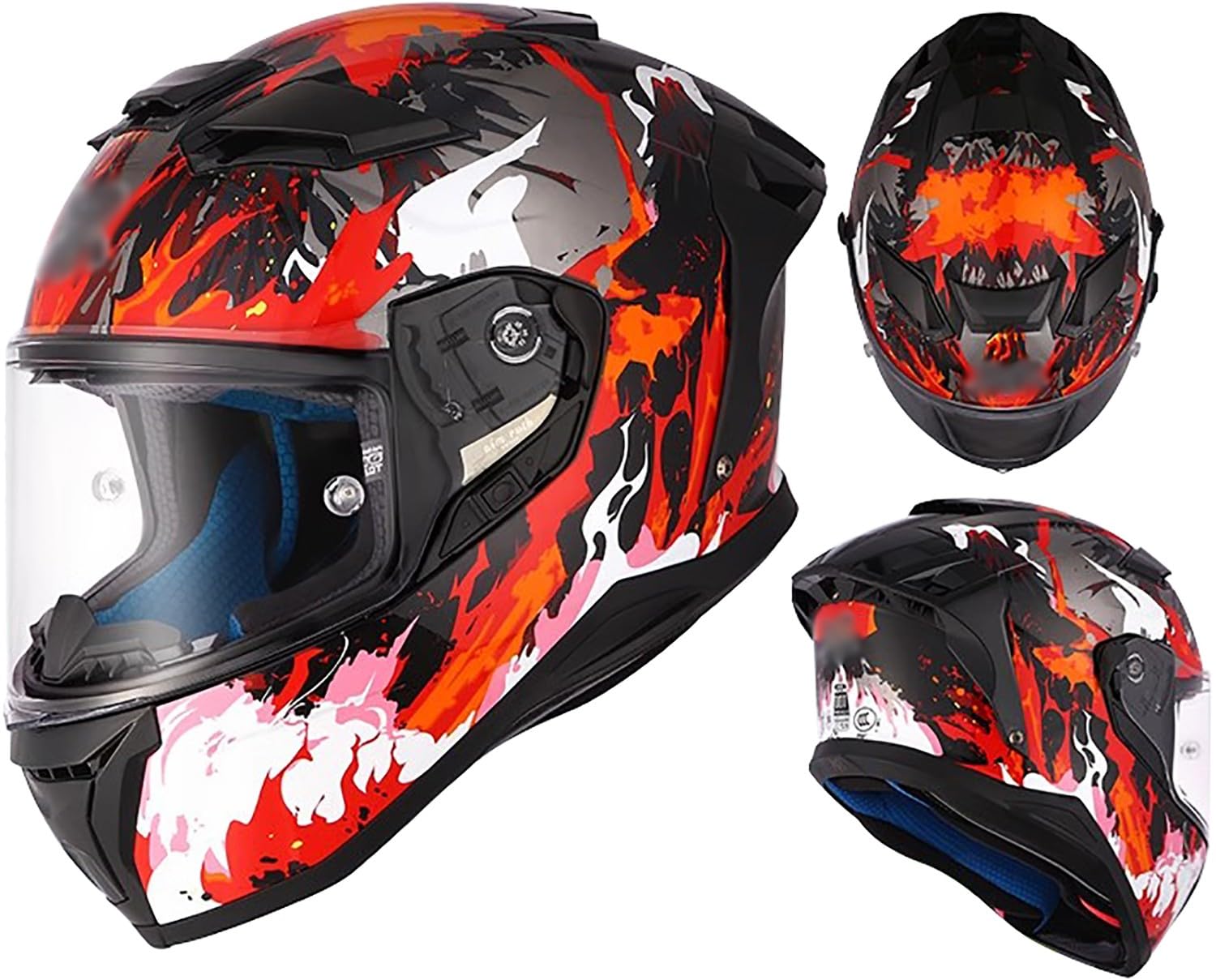 Integralhelm Motorradhelm mit Sonnenblende ECE/DOT Zertifizierung Rollerhelm Damen & Herren Sport Motorrad-Helm Racing Moto-Cross Helm M,XXL=61-63cm von QKBMFK