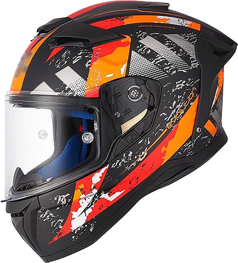 Integralhelm Motorradhelm mit Sonnenblende ECE/DOT Zertifizierung Rollerhelm Damen & Herren Sport Motorrad-Helm Racing Moto-Cross Helm N,L=55-58cm von QKBMFK