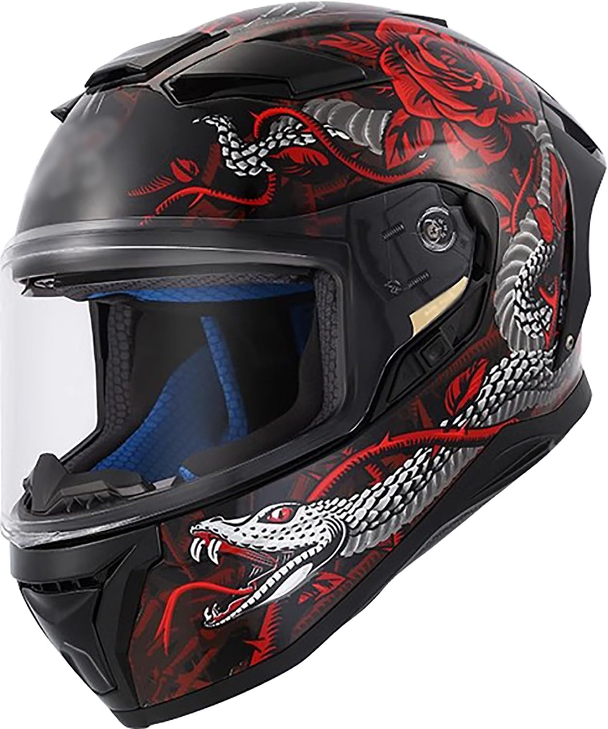 Integralhelm Motorradhelm mit Sonnenblende ECE/DOT Zertifizierung Rollerhelm Damen & Herren Sport Motorrad-Helm Racing Moto-Cross Helm Q,L=55-58cm von QKBMFK