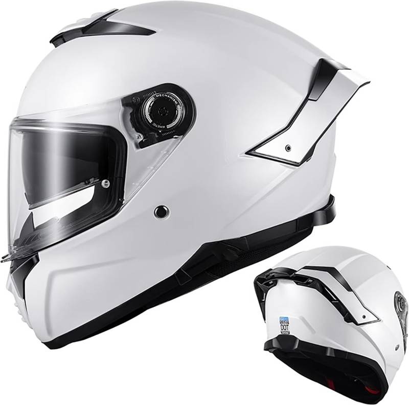 Integralhelm Motorradhelm mit Sonnenblende ECE.R22.06/DOT Zertifizierung Rollerhelm Damen & Herren Sport Motorrad-Helm Racing Moto-Cross Helm B,3XL=63-64CM von QKBMFK