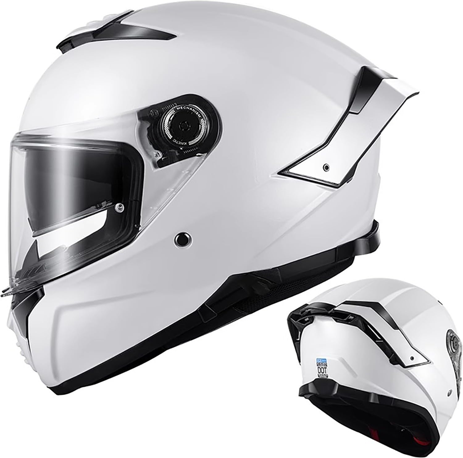 Integralhelm Motorradhelm mit Sonnenblende ECE.R22.06/DOT Zertifizierung Rollerhelm Damen & Herren Sport Motorrad-Helm Racing Moto-Cross Helm B,L=57-58CM von QKBMFK