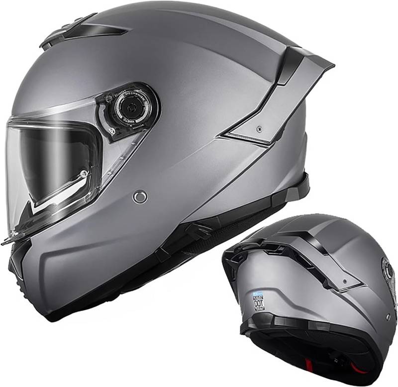 Integralhelm Motorradhelm mit Sonnenblende ECE.R22.06/DOT Zertifizierung Rollerhelm Damen & Herren Sport Motorrad-Helm Racing Moto-Cross Helm D,3XL=63-64CM von QKBMFK