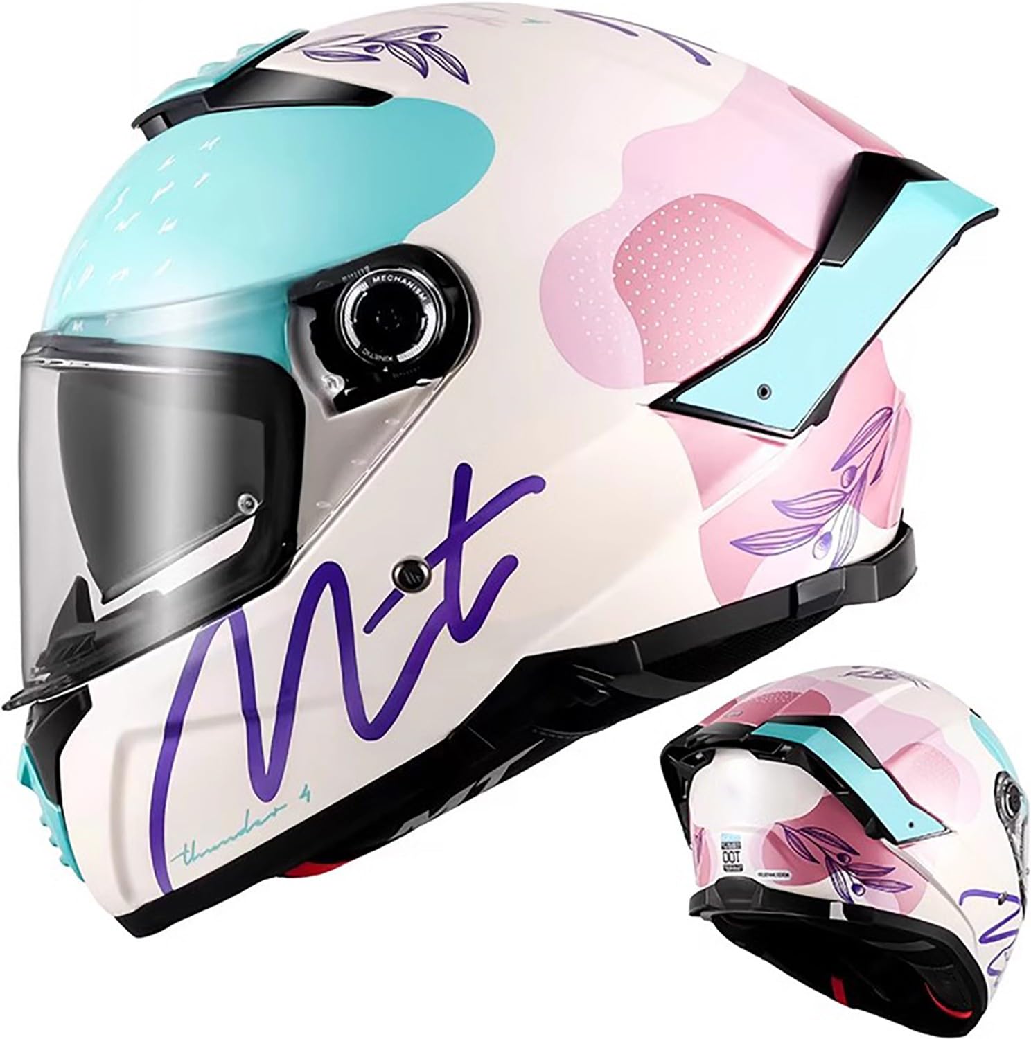 Integralhelm Motorradhelm mit Sonnenblende ECE.R22.06/DOT Zertifizierung Rollerhelm Damen & Herren Sport Motorrad-Helm Racing Moto-Cross Helm H,3XL=63-64CM von QKBMFK