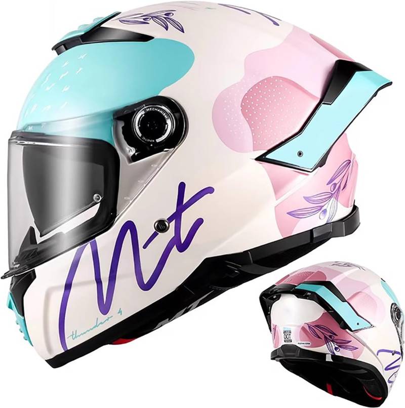 Integralhelm Motorradhelm mit Sonnenblende ECE.R22.06/DOT Zertifizierung Rollerhelm Damen & Herren Sport Motorrad-Helm Racing Moto-Cross Helm H,4XL=65-66CM von QKBMFK