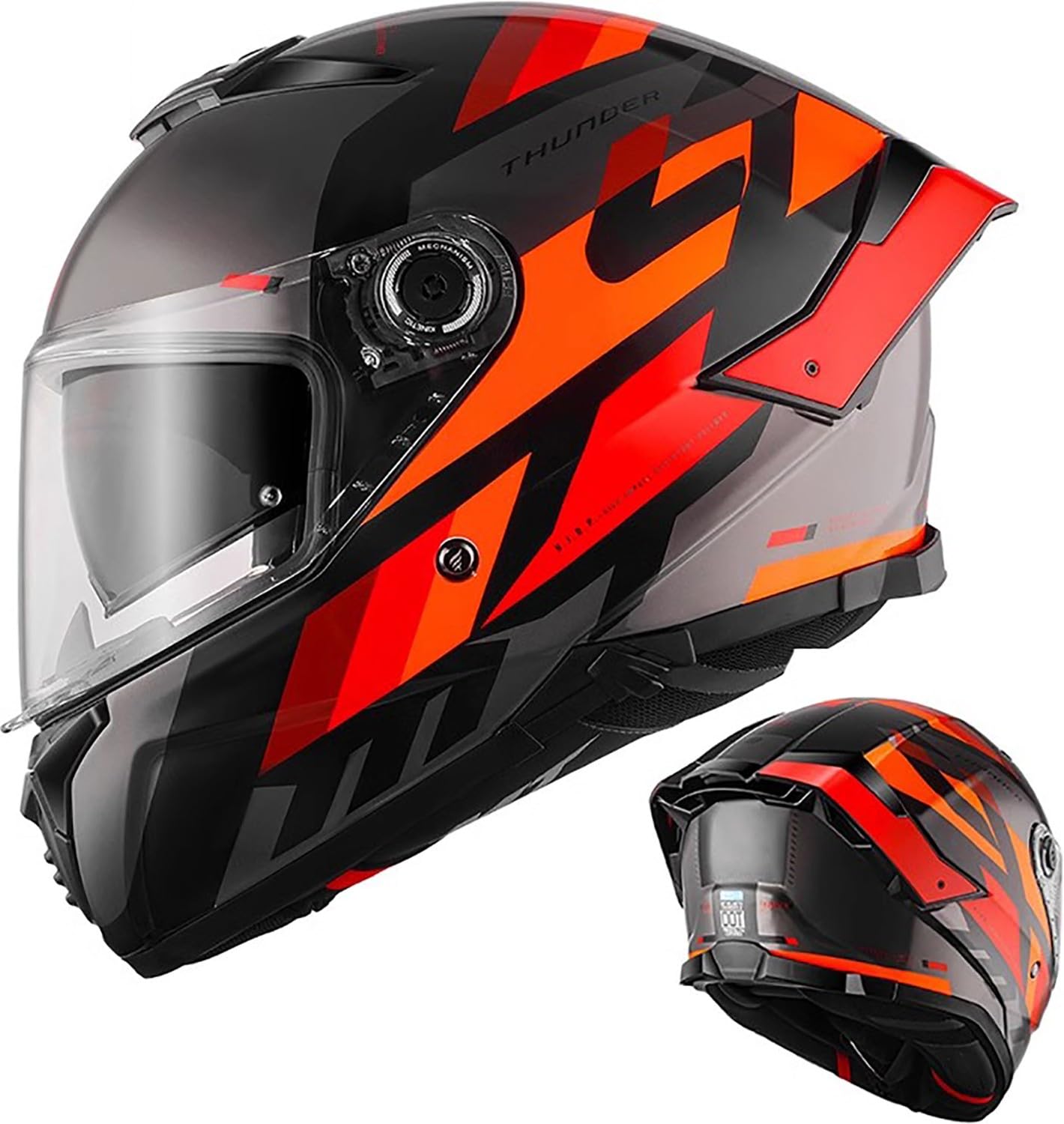 Integralhelm Motorradhelm mit Sonnenblende ECE.R22.06/DOT Zertifizierung Rollerhelm Damen & Herren Sport Motorrad-Helm Racing Moto-Cross Helm I,3XL=63-64CM von QKBMFK